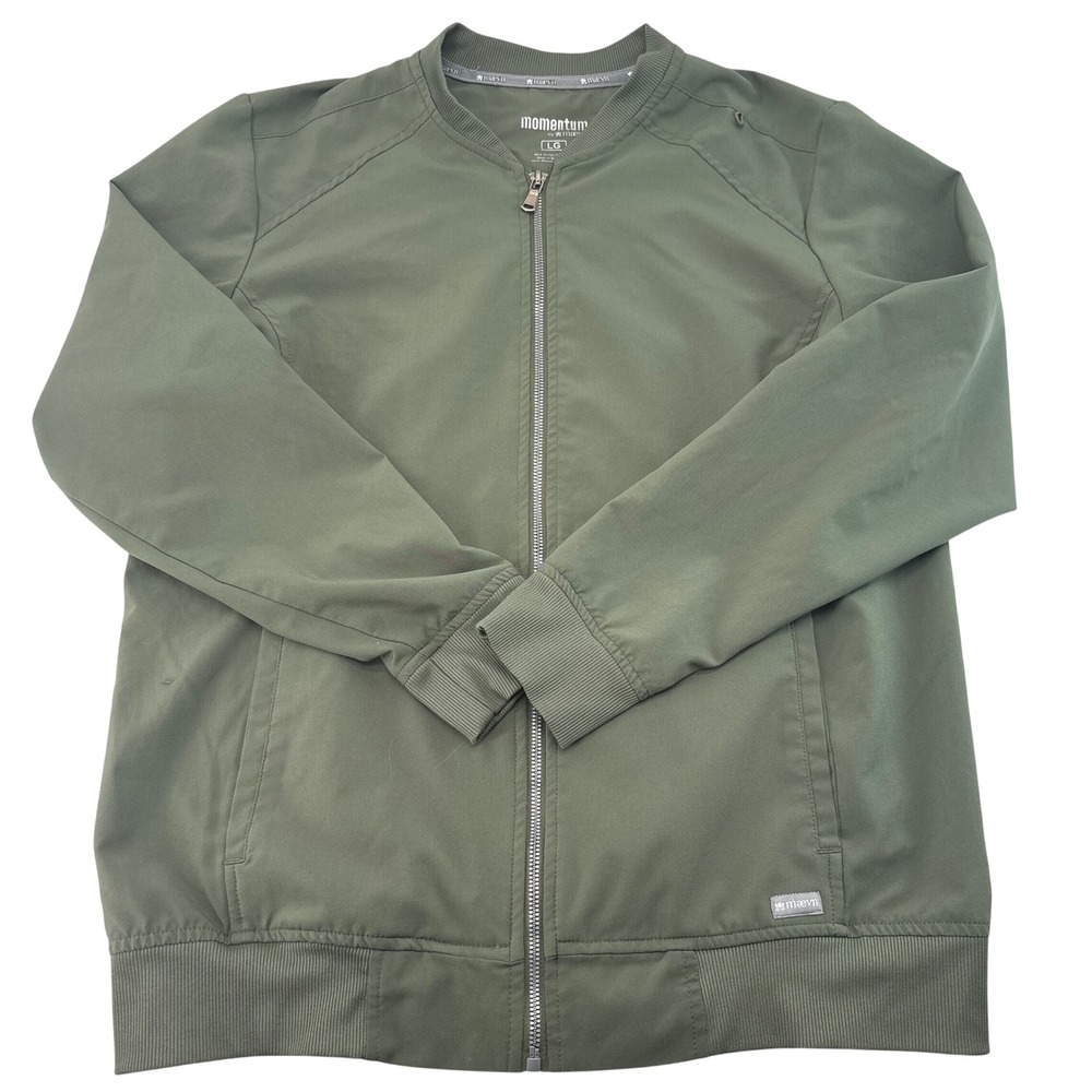 Maevn Momentum Mens Olive Green Full Zip Scrub Jacket 5061 Large